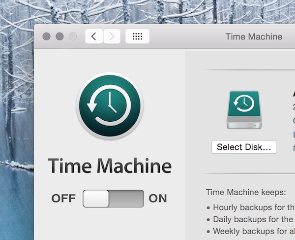 Disabling Time Machine on the old backup drive 