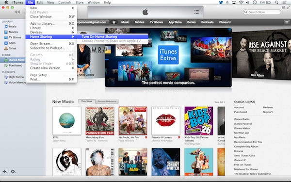 Enable Home Sharing on iTunes
