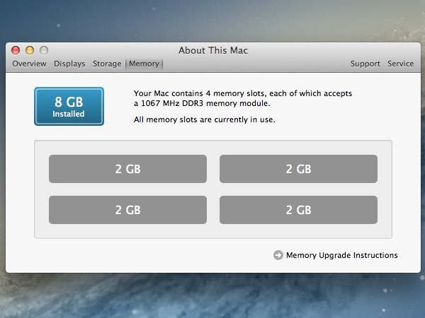 Checking the amount of  installed memory on a Mac