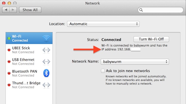 Finding a Macs IP address using System Preferences Network pane 