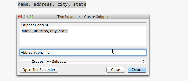 TextExpander Assigning Expanding Key