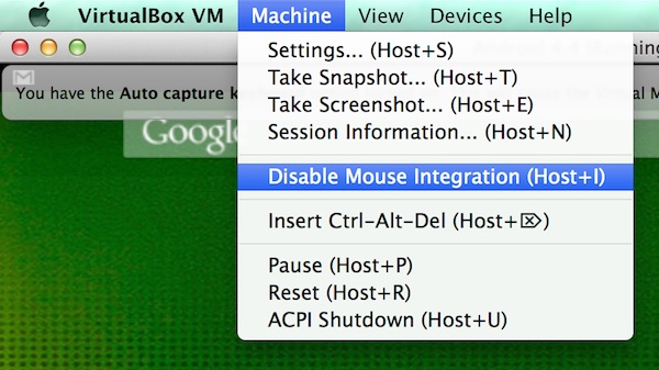 Disabling mouse integration in Virtualbox