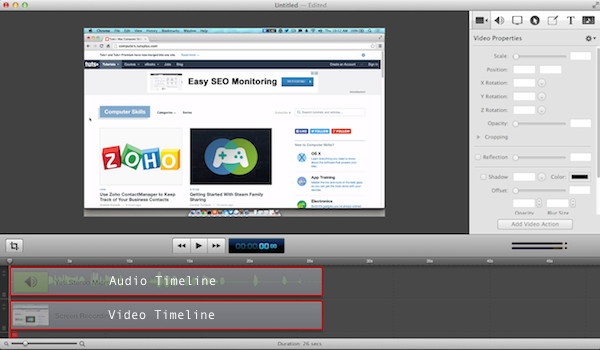 The different timelines in Screenflow