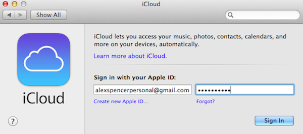 Sign into iCloud to enable Back to My Mac