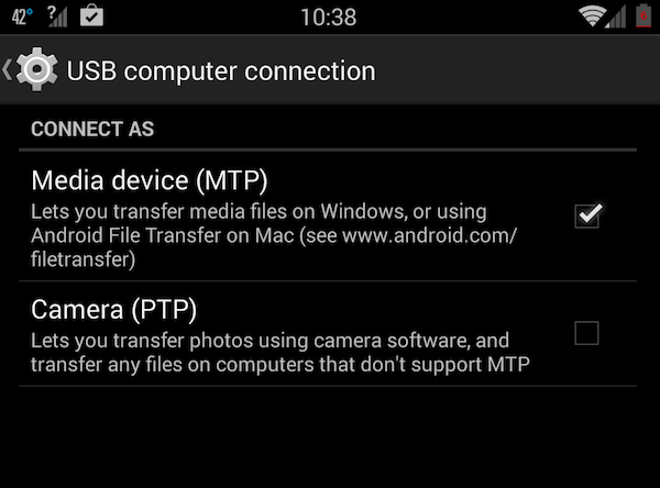 If you are on Android 40 check your settings menu for the USB protocol or USB computer connection If you choose Camera PTP iPhoto should recognize it automatically