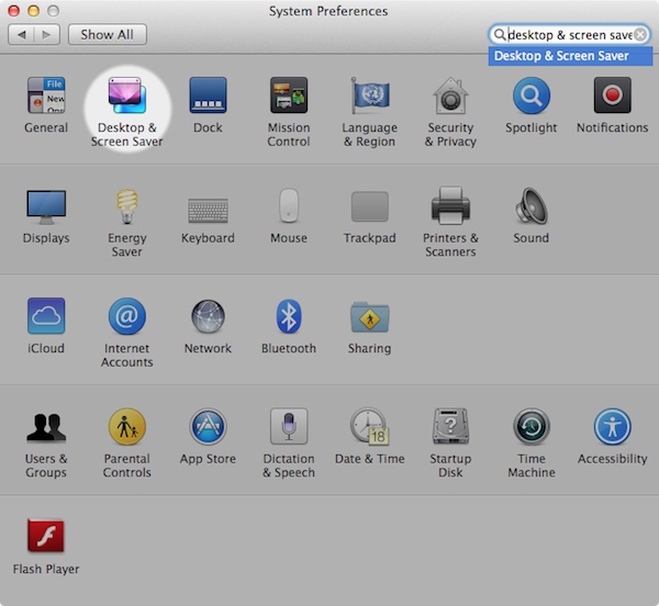 Desktop preferences in the System Preferences pane