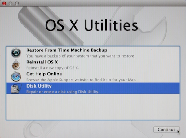 OSX Utilities Disk Utility