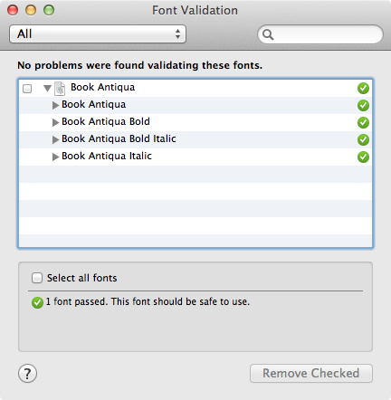 Font Validation in Font Book