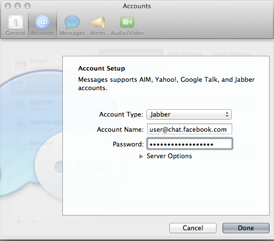 Enter your Jabber account username password.