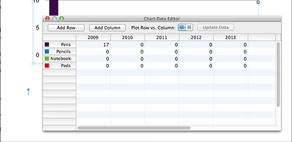 The options available to you when creating a chart in Pages.