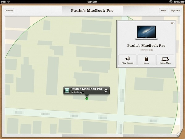 My Mac is displayed on a zoomed in map.