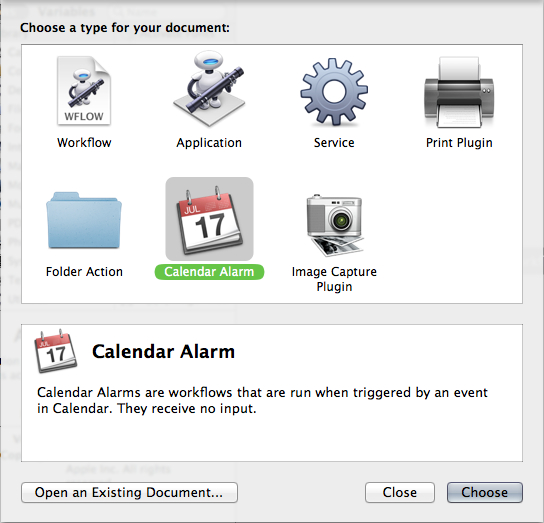 Create a new Calendar Event workflow