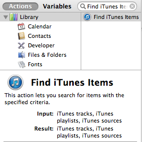 Search for your Automator action