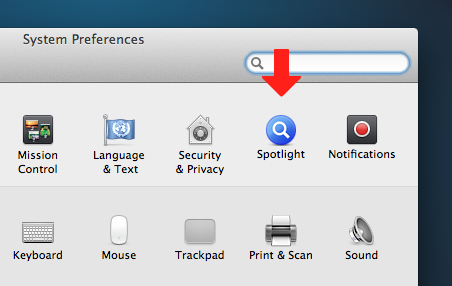 We'll start by opening the Spotlight preferences pane.