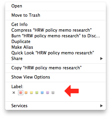 The right click menu gives you access to your labels.