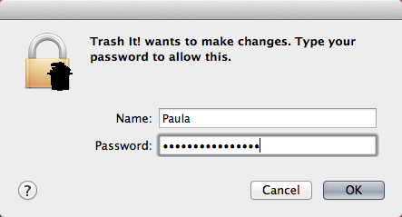 Authenticate with a password, and then give Trash It! a few moments to get the job done.