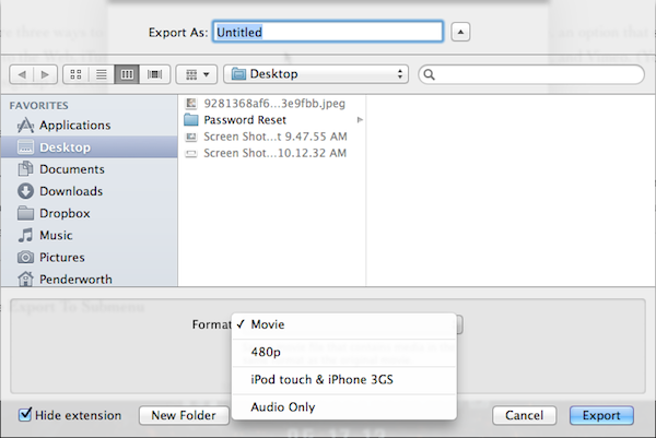 Exporting a screencast is limited to four formats.