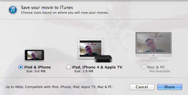 Push a video to iTunes for quick sync to an iOS device.