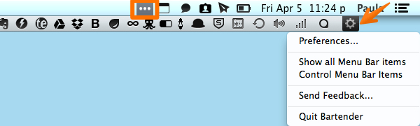 Click on the Bartender icon and select Preferences