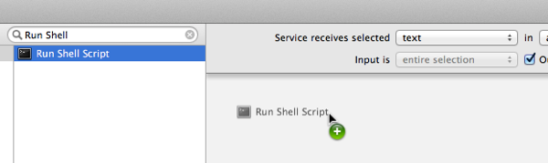 Adding a new "Run Shell Script" action to the workflow