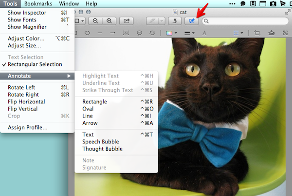 Click the Show Edit Toolbar icon or find everything in the Tools menu.