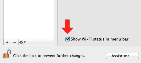 Make sure your Wi-Fi status is shown in your menu bar