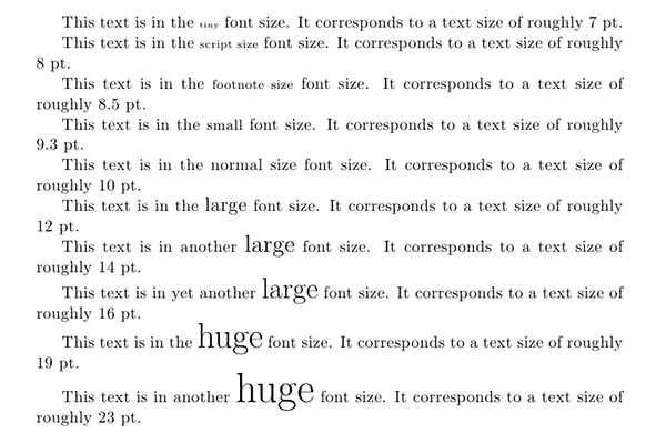 TeX Font Sizes