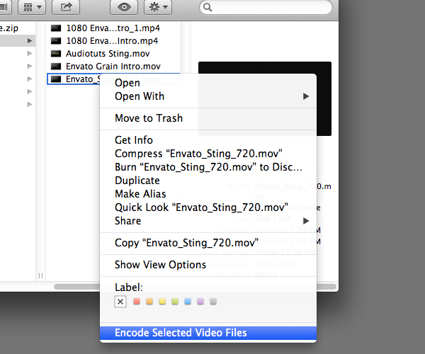 Right Clicking A Video File Will Allow You To Convert From Within Finder