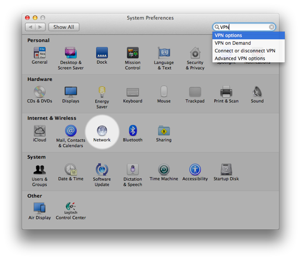 Step 1 Open System Preferences and then select Network