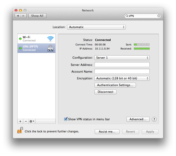 System Preferences will also display connection details such as IP address and time connected