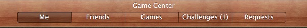 Game Center Menu bar