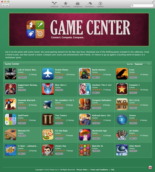 Mac App Store Game Center games