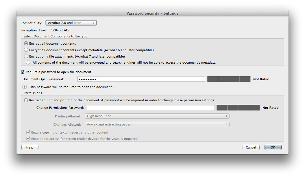 Adobe Acrobat has a lot of security settings, you can even sign your documents with digital signatures for extra protection.