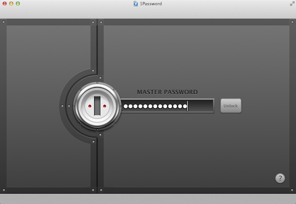 The 1Password Login screen