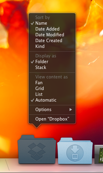 The folder right-click menu