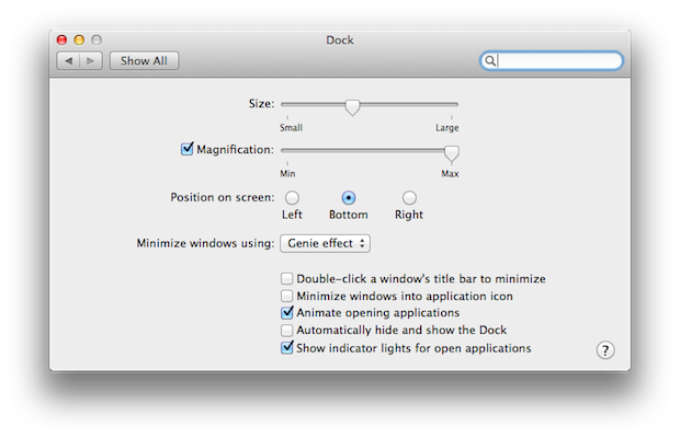 Change all kinds of things in the System Preferences pane for the Dock