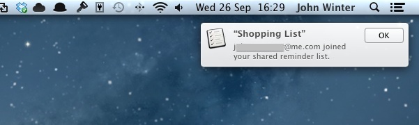 OS X Notification Centre Confirmation