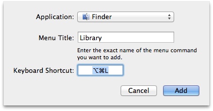 Setting Up a Keyboard Shortcut to the Library Folder