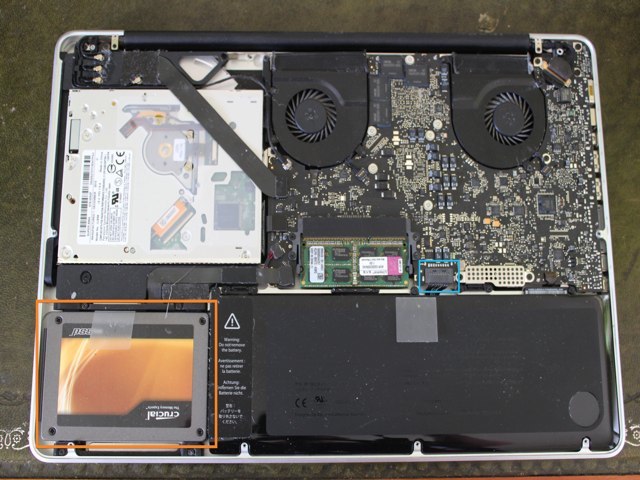 The insides of a MacBook Pro