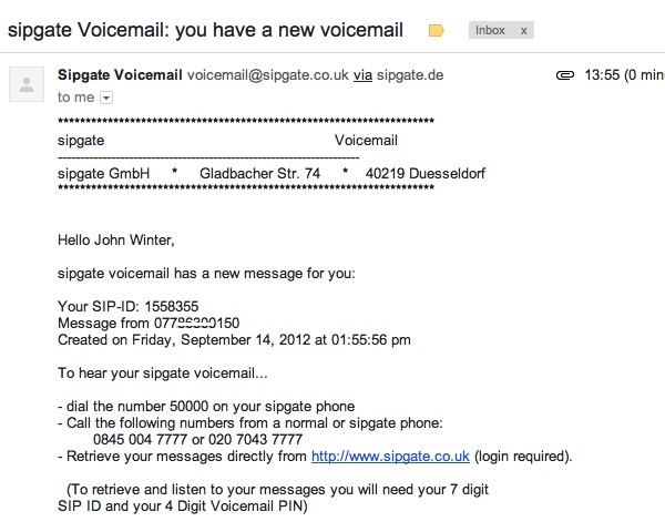 Receive your Voicemails on Email