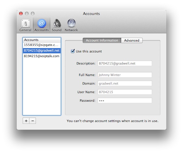 Configuring Multiple SIP Accounts in Telephone App