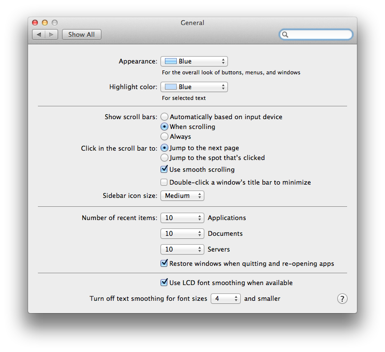 The General pane under System Preferences is a good place to start when you begin customizing the look of your Mac.