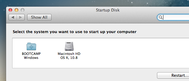 Selecting a default startup disk is easy to do in both Windows and OS X