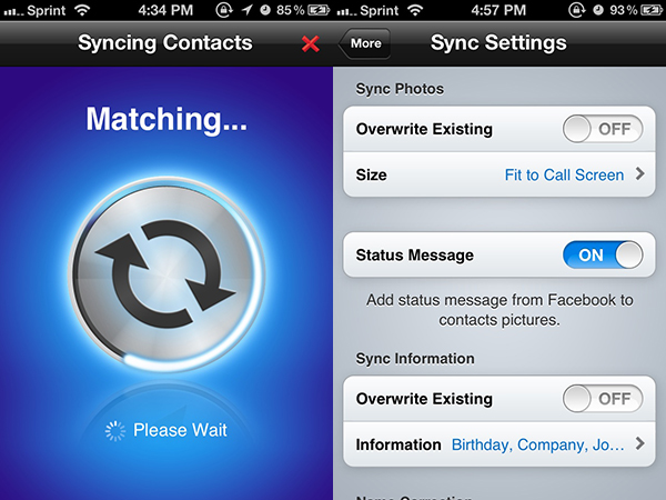 Syncing Facebook contacts to the iPhone