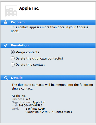 A duplicate contact turned up by a third party tool