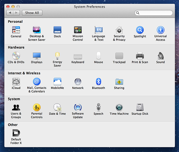 system preferences