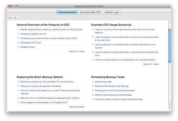 Carbon Copy Cloner's Help Documentation