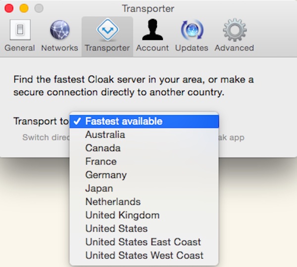 Connecting to the Internet via another country using Cloak VPN