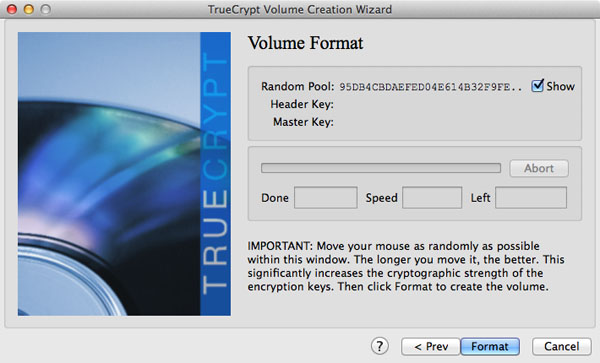 Using random mouse movements to generate TrueCrypts encryption keys