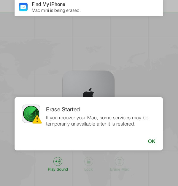 As soon as you confirm all of the above, iCloud will begin to remotely wipe your Mac. 